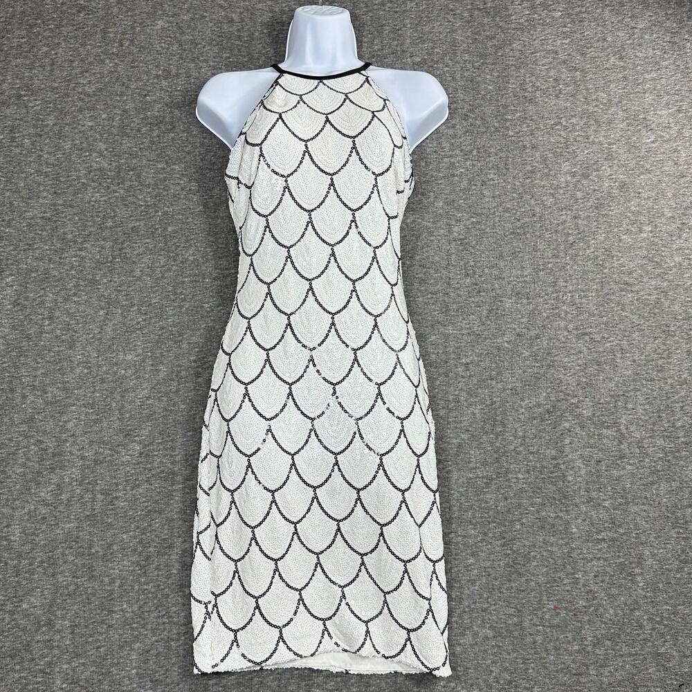 Cache Sequin Halter Dress Size 0 Scallop Flapper … - image 1